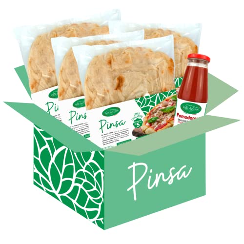 Valle del Crati Pinsa-Box mit 8 vorgekochten Pinsa-Basen und Tomatensauce | In 5 Minuten fertige Pinsa | Langer Sauerteig | Hergestellt in Kalabrien | 250 g Artisan Pinsa Bases ca. von Valle del Crati ECCELLENZE GASTRONOMICHE dal 1998