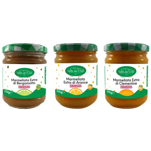 Valle del Crati Zitrusmarmelade | Italienische Artisan Marmeladen Extra viel Frucht, mit Clementinen, Bergamotte, Orange | Ideales Frühstück und Desserts | 3 Glas mit 200+ g Valle del Crati Zitrusmarmelade | Italienische Artisan Marmeladen Extra viel Frucht, mit Clementinen, Bergamotte, Orange | Ideales Frühstück und Desserts | 3 Glas mit 200+ g von Valle del Crati ECCELLENZE GASTRONOMICHE dal 1998