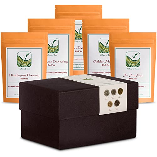 Valley of Tea Schwarztee Geschenkbox - Lose Blätter, Gourmet Sortiment, Tee Geschenkidee, 1g, 250ml von Valley of Tea