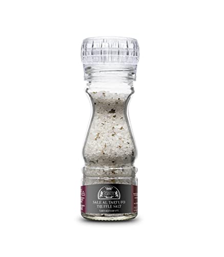 Valnerina Tartufi Großes schwarzes Trüffelsalz Sommer | Aromatisiertes Gourmetsalz für alle Gerichte, insbesondere Fleisch und Fisch | Dose mit Mühle 100 gr. Valnerina Tartufi Großes schwarzes Trüffelsalz Sommer | Aromatisiertes Gourmetsalz für alle Gerichte, insbesondere Fleisch und Fisch | Dose mit Mühle 100 gr. von Valnerina Tartufi