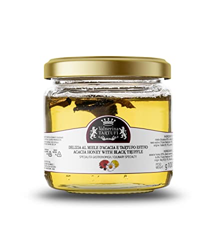 Valnerina Tartufi Akazienhonig Delizia und schwarze Trüffel Sommer | Truffle Honey |Gastronomische Käsespezialität | Dose 100 gr. von Valnerina Tartufi