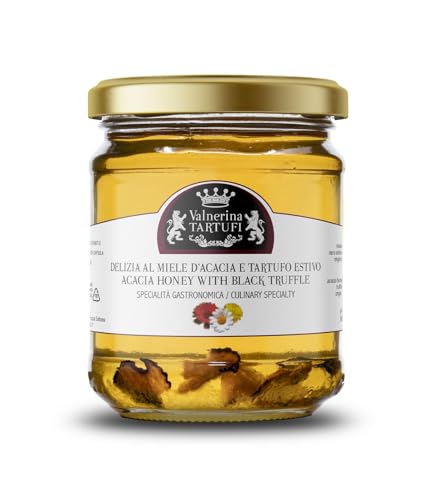 Valnerina Tartufi Akazienhonig Delizia und schwarze Trüffel Sommer | Truffle Honey |Gastronomische Käsespezialität | Dose 250 gr. von Valnerina Tartufi