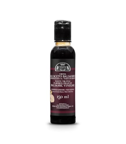 Valnerina Tartufi Creme Balsamico-Essig aus Modena IGP aromatisiert mit weißen Trüffeln | Gourmet-Gewürz für alle Gemüse-, Fleisch- und Fischgerichte | Flasche 150 ml. von Valnerina Tartufi