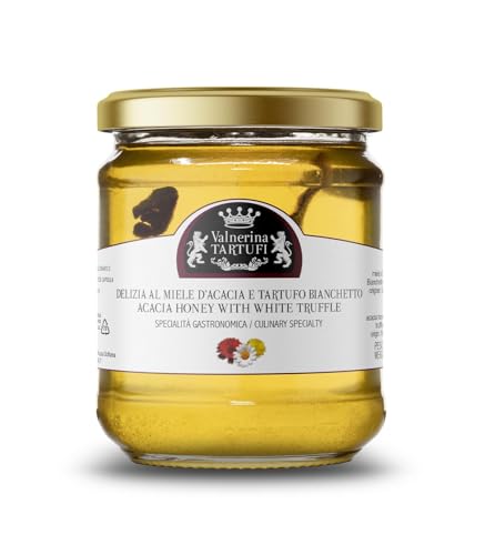 Valnerina Tartufi Köstlichkeit mit Akazienhonig und weißen Trüffeln | Truffle Honey | Gastronomische Käsespezialität | Dose 250 gr. Valnerina Tartufi Köstlichkeit mit Akazienhonig und weißen Trüffeln | Truffle Honey | Gastronomische Käsespezialität | Dose 250 gr. von Valnerina Tartufi