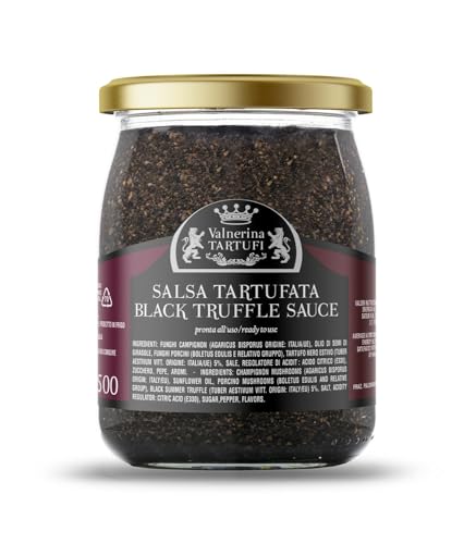 Valnerina Tartufi Trüffelsauce Neues Rezept | Frische Schweinepilze, schwarzer Sommertrüffel | Glas 500 gr. von Valnerina Tartufi