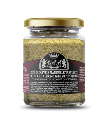 Valnerina Tartufi Oliven- und Mandelpaste Trüffel | Sauce für Bruschette und Vorspeisen, Fertigsoße Gewürz für Nudeln mit schwarzem Trüffel Sommer | Gastronomische Spezialität | Glas 90 gr. Valnerina Tartufi Oliven- und Mandelpaste Trüffel | Sauce für Bruschette und Vorspeisen, Fertigsoße Gewürz für Nudeln mit schwarzem Trüffel Sommer | Gastronomische Spezialität | Glas 90 gr. von Valnerina Tartufi