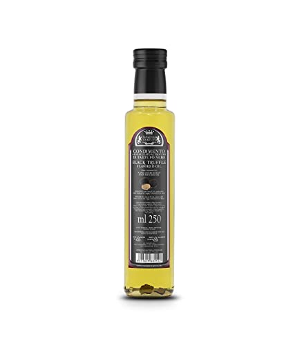Valnerina Tartufi schwarzes Trüffelöl 250ml. | Black Truffle Oil | Olivenöl aromatisiert mit schwarzen Trüffeln | Gewürz mit Trüffelduft | Öl zum Kochen und Würzen | Flasche 250 ml. von Valnerina Tartufi
