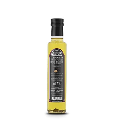 Valnerina Tartufi Olivenöl aromatisiert mit schwarzen Trüffeln | Gewürz mit Trüffelduft | Black Truffle Olive Oil for Cooking & Seasoning | Flasche 250 ml. von Valnerina Tartufi