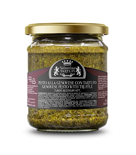 Valnerina Tartufi Pesto alla Genovese mit schwarzem Sommertrüffel | Fertigsoße Gewürz für Nudeln | Gastronomische Spezialität | Glas 180 gr. Valnerina Tartufi Pesto alla Genovese mit schwarzem Sommertrüffel | Fertigsoße Gewürz für Nudeln | Gastronomische Spezialität | Glas 180 gr. von Valnerina Tartufi