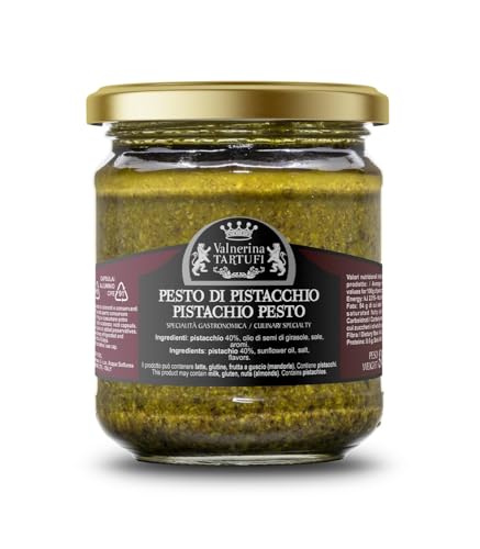Valnerina Tartufi Pistazienpesto | Sauce für Bruschette und Vorspeisen, Fertigsauce Gewürz für Nudeln | Gastronomische Spezialität | Glas 180 gr. Valnerina Tartufi Pistazienpesto | Sauce für Bruschette und Vorspeisen, Fertigsauce Gewürz für Nudeln | Gastronomische Spezialität | Glas 180 gr. von Valnerina Tartufi