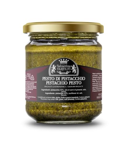 Valnerina Tartufi Pistazienpesto | Sauce für Bruschette und Vorspeisen, Fertigsauce Gewürz für Nudeln | Gastronomische Spezialität | Glas 180 gr. von Valnerina Tartufi