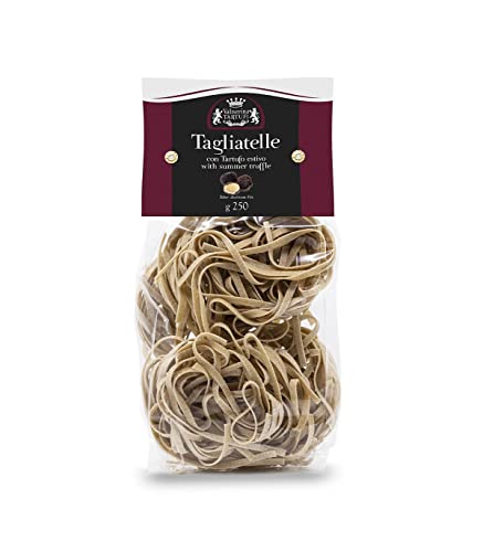 Valnerina Tartufi Tagliatelle mit schwarzen Trüffeln Sommer | Lange Teig mit Eiern | Italienische Pasta | Packung 250 gr. von Valnerina Tartufi