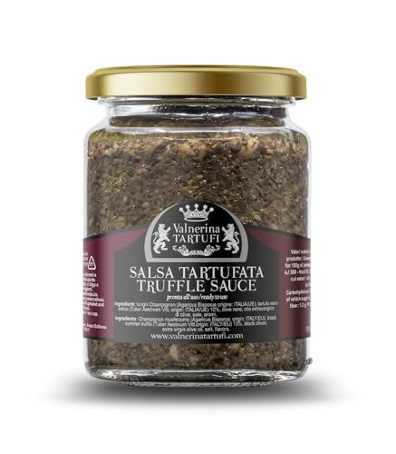 Valnerina Tartufi Trüffelsauce Originalrezept | Pilzpilze, 10% schwarzer Sommertrüffel | Glas 90 gr. von Valnerina Tartufi