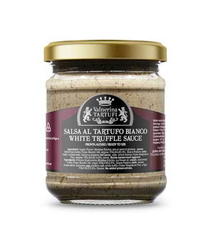 Valnerina Tartufi Weiße Trüffelsauce 160g | White Truffle Sauce | Creme auf der Basis von Weiß Trüffel, Schweinepilzen, Padano-Grana-Käse | Glas 160 gr. von Valnerina Tartufi
