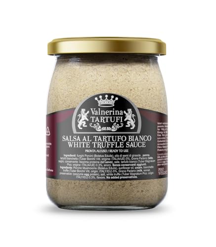 Valnerina Tartufi Weiße Trüffelsauce | Creme auf der Basis von Weiß, Weiß, Schweinepilzen, Padano-Grana-Käse | Glas 480 gr. von Valnerina Tartufi