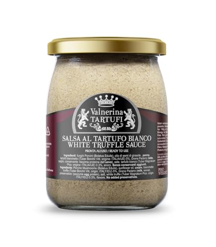 Valnerina Tartufi Weiße Trüffelsauce 480g | White Truffle Sauce | Creme auf der Basis von Weiß Trüffel, Schweinepilzen, Padano-Grana-Käse | Glas 480 gr. von Valnerina Tartufi