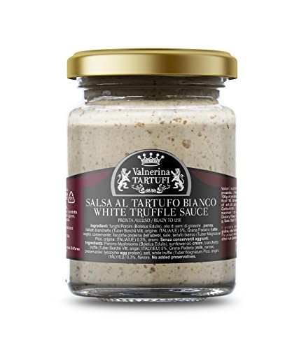 Valnerina Tartufi Weiße Trüffelsauce 80g | White Truffle Sauce | Creme auf der Basis von Weiß Trüffel, Schweinepilzen, Padano-Grana-Käse | Glas 80 gr. von Valnerina Tartufi