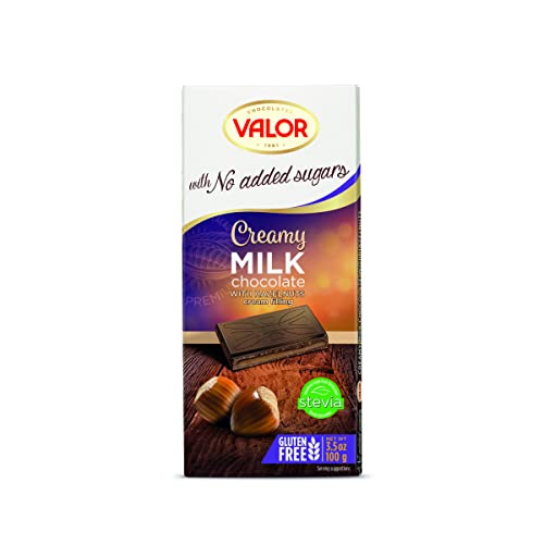 Valor Sugar Free Chocolate — Keto Low Carb Großer Schokoriegel — für Diabetiker — Glutenfrei, ohne Zuckerzusatz — Milchschokolade mit Haselnusscreme — Stevia von Valor