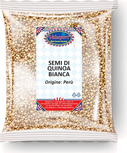 Sonnengetrocknete weiße Quinoasamen - 100 gr Beutel | Vegan Glutenfrei | Ideale Proteinquelle für vegane Gerichte und gesunde Rezepte - Premium-Qualität (weiße Quinoa-Samen) von Valsapori