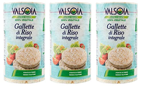3x Valsoia Integrali 100% Pflanzliches Produkt Knusprige, Glutenfreie Reiskuchen 100g Vollkorn Reiswaffeln Vollkornreiskuchen von Valsoia