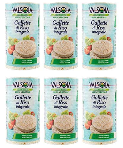 6x Valsoia Integrali 100% Pflanzliches Produkt Knusprige, Glutenfreie Reiskuchen 100g Vollkorn Reiswaffeln Vollkornreiskuchen von Valsoia