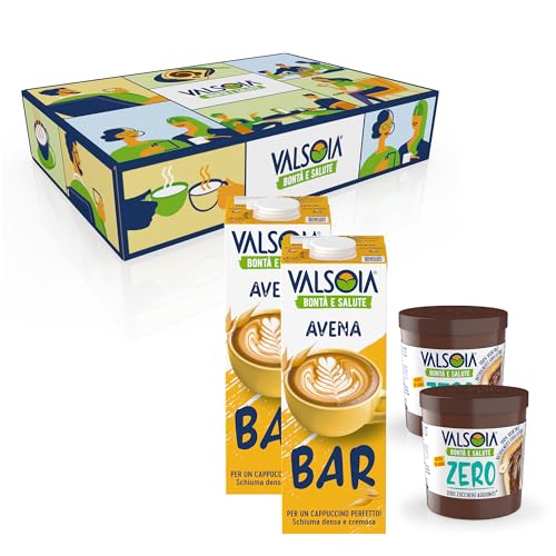 Valsoia, Geschenkbox, 2 zuckerfreie pflanzliche Cremes + 2 Barista Haferdrinks + 1 Spalmino, pflanzliche Alternative, perfekt für Rezepte für Veganer, Vegetarier und Zöliakiebetroffene, laktosefrei Valsoia, Geschenkbox, 2 zuckerfreie pflanzliche Cremes + 2 Barista Haferdrinks + 1 Spalmino, pflanzliche Alternative, perfekt für Rezepte für Veganer, Vegetarier und Zöliakiebetroffene, laktosefrei von Valsoia