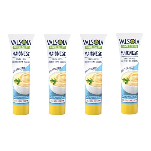 Valsoia, Pflanzliche Mayonnaise auf Sojabasis, eifrei, ideal für Veganer und Vegetarier, Vrsatie in der Küche, 4 x 150 ml von Valsoia