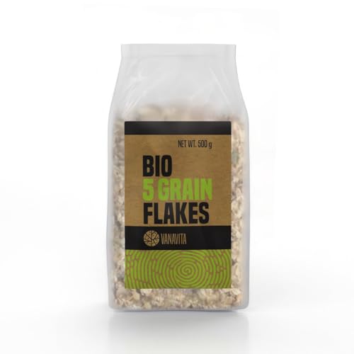 VanaVita BIO 5 Korn-Flocken - Haferflocken, Hafer & Getreideflocken, hoher Ballaststoffgehalt & Eiweißquelle, fördert Muskelerhalt & Knochengesundheit, für Vegetarier (500 g (10er pack)) von VanaVita