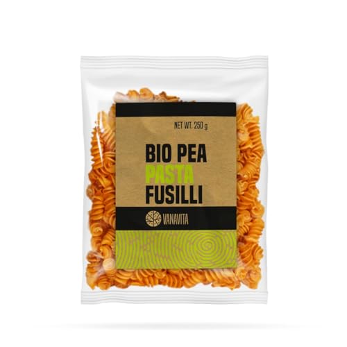 VanaVita BIO Erbsennudeln Fusilli - Pasta aus Erbsen, glutenfrei & vegan, hoher Protein- & Ballaststoffgehalt, komplexe Kohlenhydrate, geringer Fettanteil (250 g (20er pack)) von VanaVita