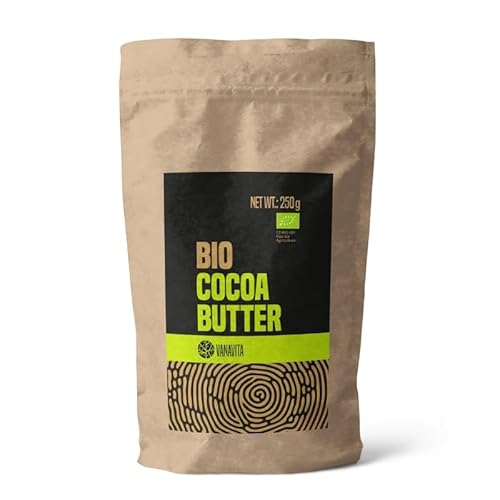 VanaVita BIO Kakaobutter - vielseitiges Pflanzenfett aus Kakaobohnen, zarter Geschmack & Aroma von Bitterschokolade, ideal für Glasuren, Schokolade & Desserts, antioxidantienreich & vegan, 250 g VanaVita BIO Kakaobutter - vielseitiges Pflanzenfett aus Kakaobohnen, zarter Geschmack & Aroma von Bitterschokolade, ideal für Glasuren, Schokolade & Desserts, antioxidantienreich & vegan, 250 g von VanaVita