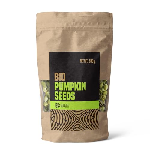 VanaVita BIO Kürbiskerne - 100% geschälte Kürbiskerne, Premium Pumpkin Seeds, ohne Salz, ohne Zucker, hoher Proteingehalt, Ballaststoffreich, vielseitig verwendbar, 500 g VanaVita BIO Kürbiskerne - 100% geschälte Kürbiskerne, Premium Pumpkin Seeds, ohne Salz, ohne Zucker, hoher Proteingehalt, Ballaststoffreich, vielseitig verwendbar, 500 g von VanaVita