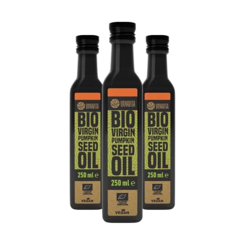 VanaVita BIO Kürbiskernöl - Kaltgepresst Kürbiskernöl, BIO-Qualität, mild-nussiger Geschmack, Pumpkin Seed Oil, Cholesterinregulierung, Oohne GVO, ideal für Salate & Kalte Rezepte (250 ml(3per pack)) VanaVita BIO Kürbiskernöl - Kaltgepresst Kürbiskernöl, BIO-Qualität, mild-nussiger Geschmack, Pumpkin Seed Oil, Cholesterinregulierung, Oohne GVO, ideal für Salate & Kalte Rezepte (250 ml(3per pack)) von VanaVita