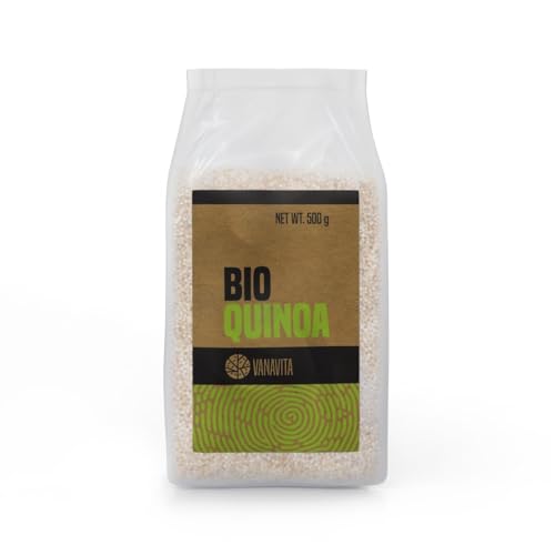 VanaVita BIO Quinoa – Weiße Quinoa, glutenfrei, Superfood mit nussigem Geschmack, Proteinquelle, ideal für Muskelaufbau & Knochenerhalt, geeignet für Salate, Suppen (500 g (6er pack)) von VanaVita