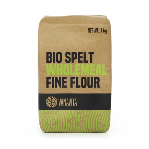 VanaVita BIO feines Dinkelvollkornmehl 1kg - Hochwertiges Dinkelmehl für gesunde Backrezepte, nussiger Geschmack, ideal für Brot & Gebäck, vegan (1000 g (10er pack)) von VanaVita