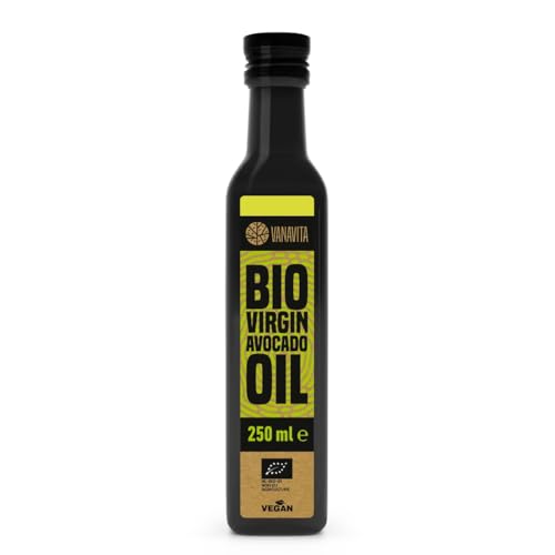 VanaVita Natives BIO Avocadoöl - 100% reines Öl aus Bio-Avocados, reich an gesunden Fetten, ideal zum Kochen & Braten, hoher Rauchpunkt, Avocado Oil für Salate, Avocadoöl Bio, Avocado Öl, 250 ml VanaVita Natives BIO Avocadoöl - 100% reines Öl aus Bio-Avocados, reich an gesunden Fetten, ideal zum Kochen & Braten, hoher Rauchpunkt, Avocado Oil für Salate, Avocadoöl Bio, Avocado Öl, 250 ml von VanaVita