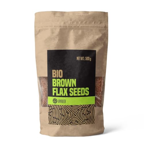 VanaVita ORGANIC Brown Flaxseeds - Whole grains, flaxseeds with a crunchy texture, protein source, supports muscle growth and bone health, versatile in the kitchen 10 x 500 g (500 g (10er pack)) von VanaVita