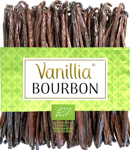 VANILLIA BIO • 15 XL-Bourbon-Vanilleschoten aus Madagaskar • Grand-Cru-Qualität • Jahrgang 2024 • Vanilleschoten XL 15/18cm • BIO-Vanille aus Madagaskar • Beutel FreshZIP von Vanillia