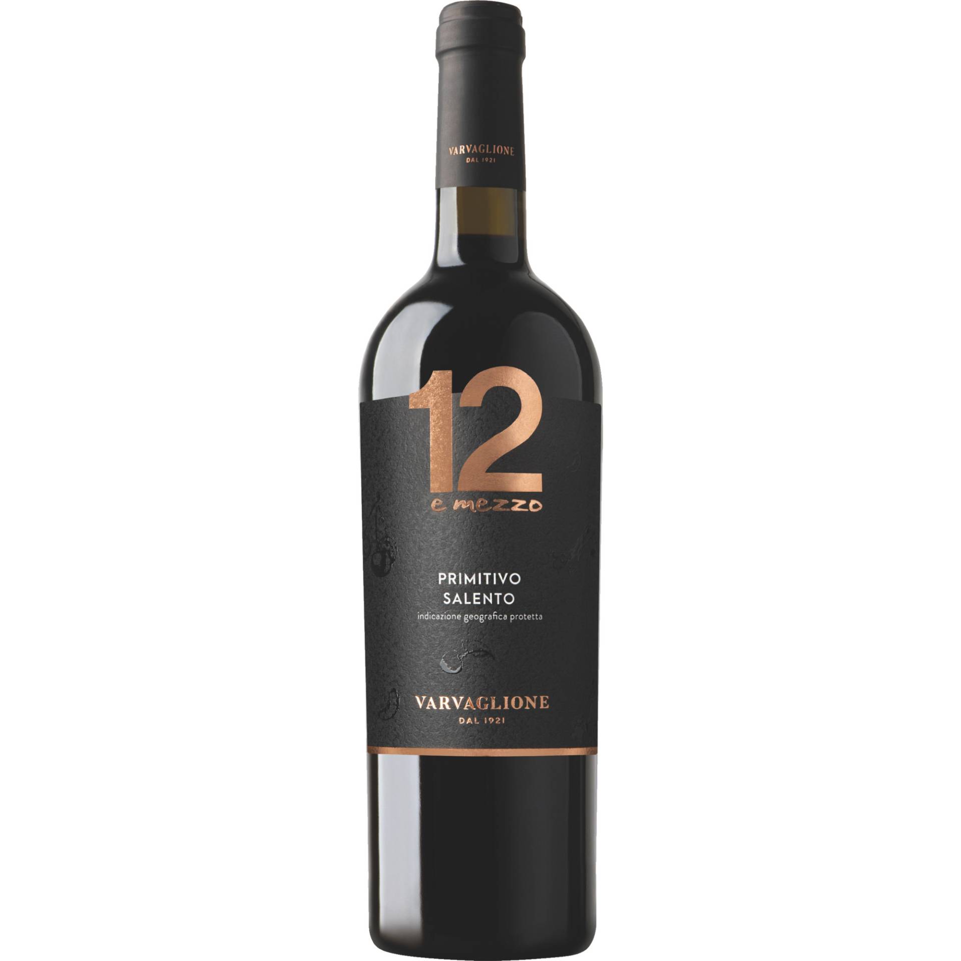 12 e mezzo Primitivo, Primitivo del Salento IGP, Apulien, 2022, Rotwein 12 e mezzo Primitivo, Primitivo del Salento IGP, Apulien, 2022, Rotwein von Varvaglione Vigne e Vini Srl - Contrada Santa Lucia snc - 74020 Leporano - Italy