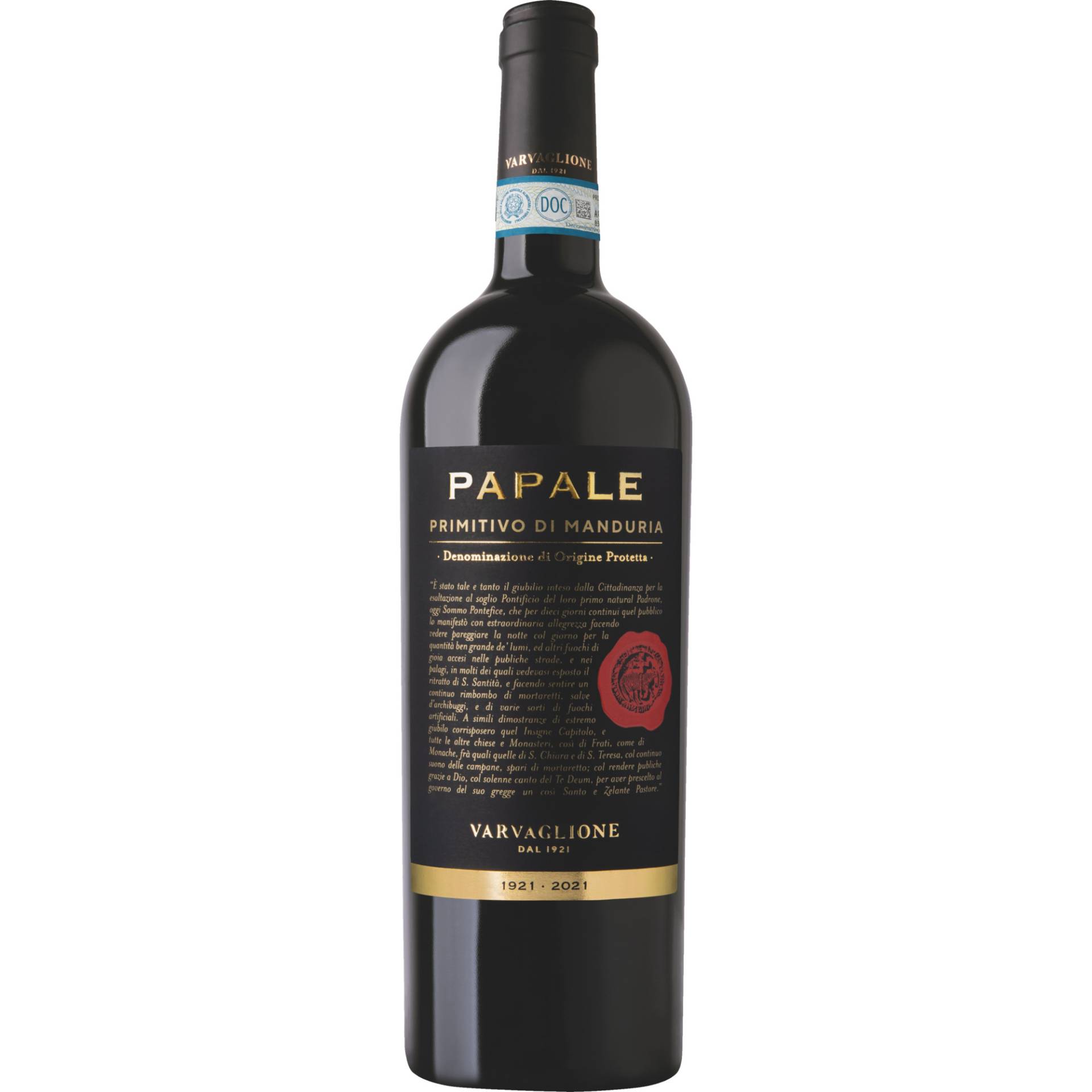 Papale Oro Primitivo, Primitivo di Manduria DOP, Apulien, 2021, Rotwein Papale Oro Primitivo, Primitivo di Manduria DOP, Apulien, 2021, Rotwein von Varvaglione Vigne e Vini Srl - Contrada Santa Lucia snc - 74020 Leporano - Italy