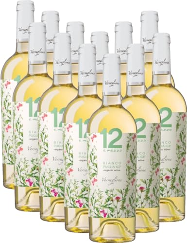 12 e Mezzo Bianco Organic Wine Puglia IGP Varvaglione Weißwein 12 x 0,75l VINELLO - 12 x Weinpaket inkl. kostenlosem VINELLO.weinausgießer von Varvaglione