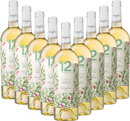 12 e Mezzo Bianco Organic Wine Puglia IGP Varvaglione Weißwein 9 x 0,75l VINELLO - 9 x Weinpaket inkl. kostenlosem VINELLO.weinausgießer von Varvaglione