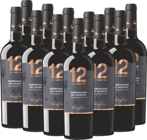 12 e Mezzo Negroamaro del Salento IGP Varvaglione Rotwein 12 x 0,75l VINELLO - 12 x Weinpaket inkl. kostenlosem VINELLO.weinausgießer von Varvaglione
