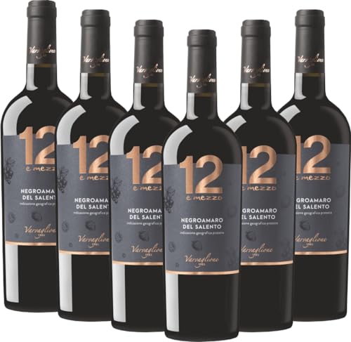 12 e Mezzo Negroamaro del Salento IGP Varvaglione Rotwein 6 x 0,75l VINELLO - 6 x Weinpaket inkl. kostenlosem VINELLO.weinausgießer von Varvaglione