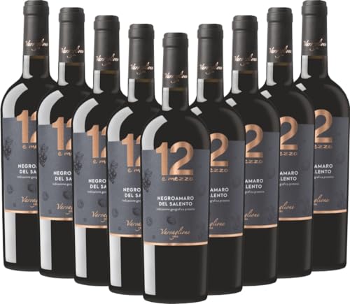12 e Mezzo Negroamaro del Salento IGP Varvaglione Rotwein 9 x 0,75l VINELLO - 9 x Weinpaket inkl. kostenlosem VINELLO.weinausgießer von Varvaglione