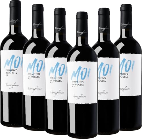 MOI Primitivo Puglia IGP Varvaglione Rotwein 6 x 0,75l VINELLO - 6 x Weinpaket inkl. kostenlosem VINELLO.weinausgießer von Varvaglione