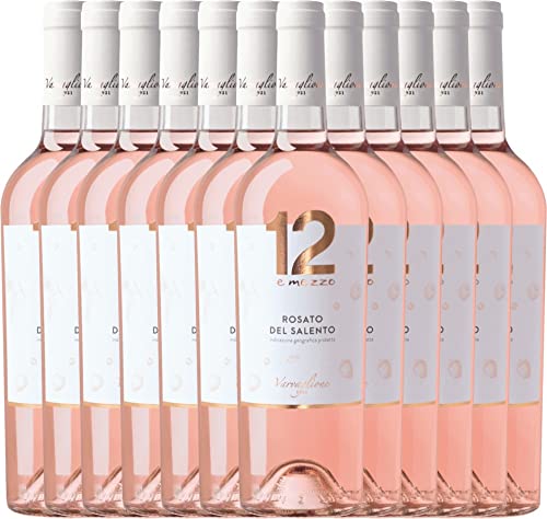 VINELLO 12er Weinpaket Rosé - 12 e Mezzo Rosato 2021 - Varvaglione mit einem VINELLO.weinausgießer | 12 x 0,75 Liter von Varvaglione