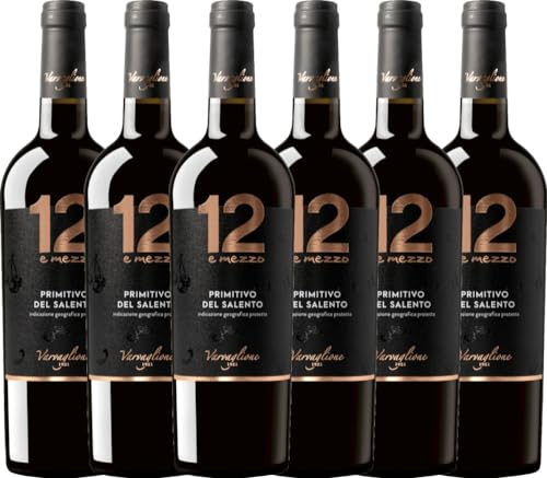 VINELLO 6er Weinpaket - 12 e Mezzo Primitivo - Varvaglione mit einem VINELLO.weinausgießer | 6 x 0,75 Liter VINELLO 6er Weinpaket - 12 e Mezzo Primitivo - Varvaglione mit einem VINELLO.weinausgießer | 6 x 0,75 Liter von Varvaglione