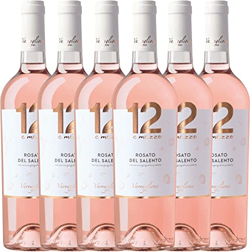 VINELLO 6er Weinpaket Rosé - 12 e Mezzo Rosato 2021 - Varvaglione mit einem VINELLO.weinausgießer | 6 x 0,75 Liter von Varvaglione