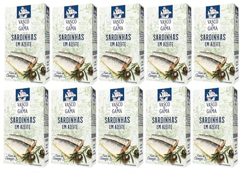 Vasco da Gama Portugiesische Sardinen in Olivenöl 10 x 125 g - Hohes Omega-3-Gehalt/Portugal Vasco da Gama Portugiesische Sardinen in Olivenöl 10 x 125 g - Hohes Omega-3-Gehalt/Portugal von Vasco da Gama