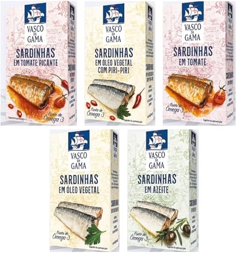 Vasco da Gama Sardinen Variation 5 x 125 g | Reich an Omega 3 | Portugal Vasco da Gama Sardinen Variation 5 x 125 g | Reich an Omega 3 | Portugal von Vasco da Gama